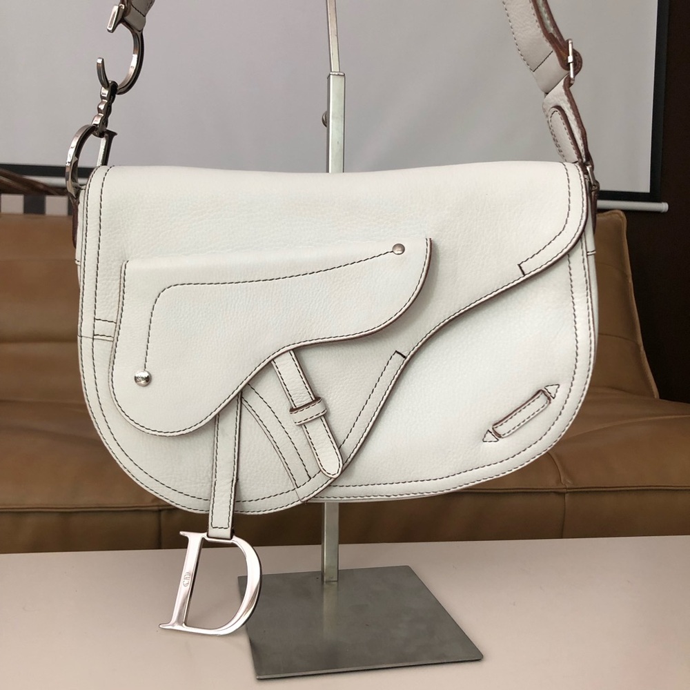 DIOR White Saddle Shoulder/crossbody Bag